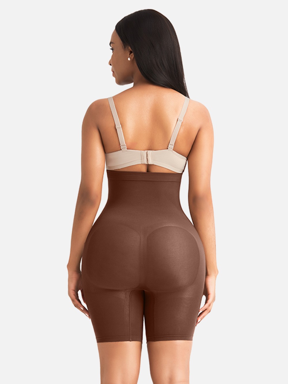Brown Seamless Buckle Shapewear Shorts Plus Size Compression