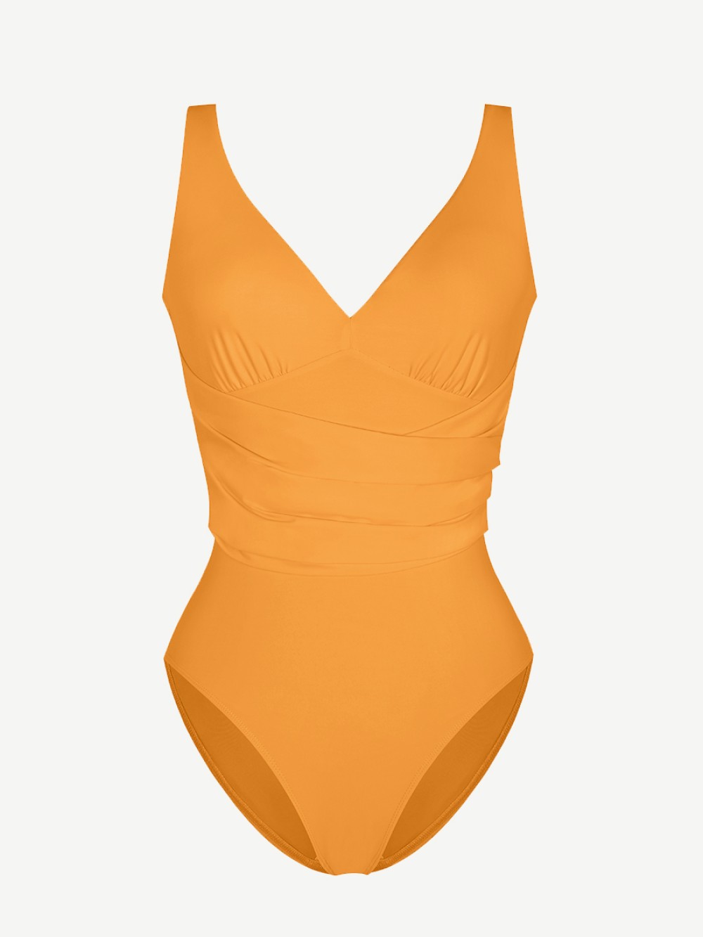 Sexy Deep V-neck one-shoulder Pleated Swimsuit With Removable cups