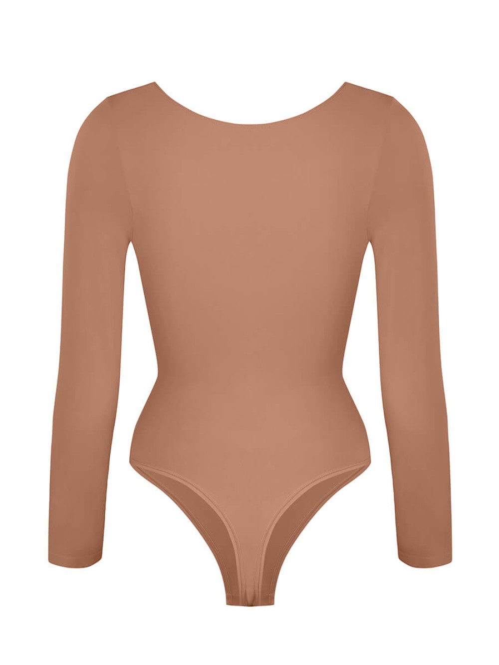 Fashion Seamless Long Sleeve Chest Support Tummy Control Thong Bodysuit