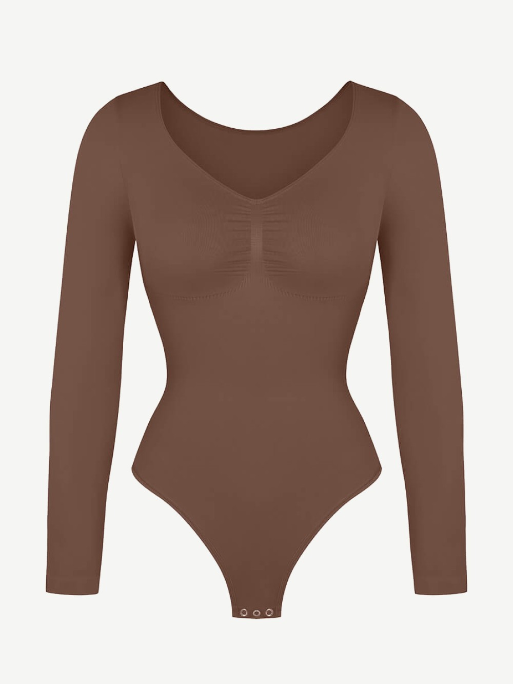 Long Sleeve Seamless Chest Support Tummy Control Thong Bodysui