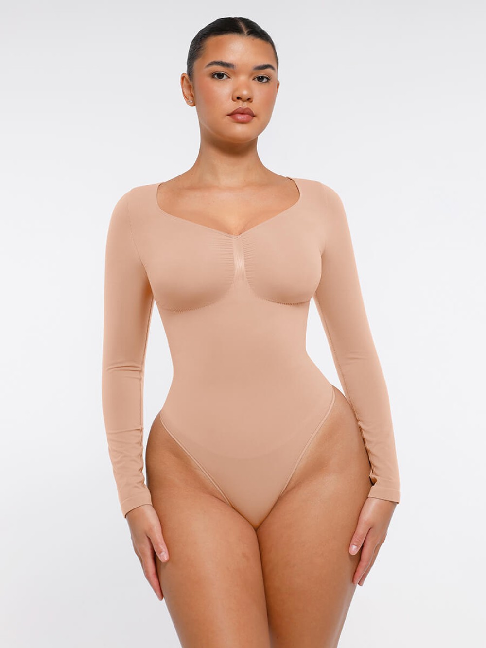 Seamless Chest Support Tummy Control Thong Bodysuit