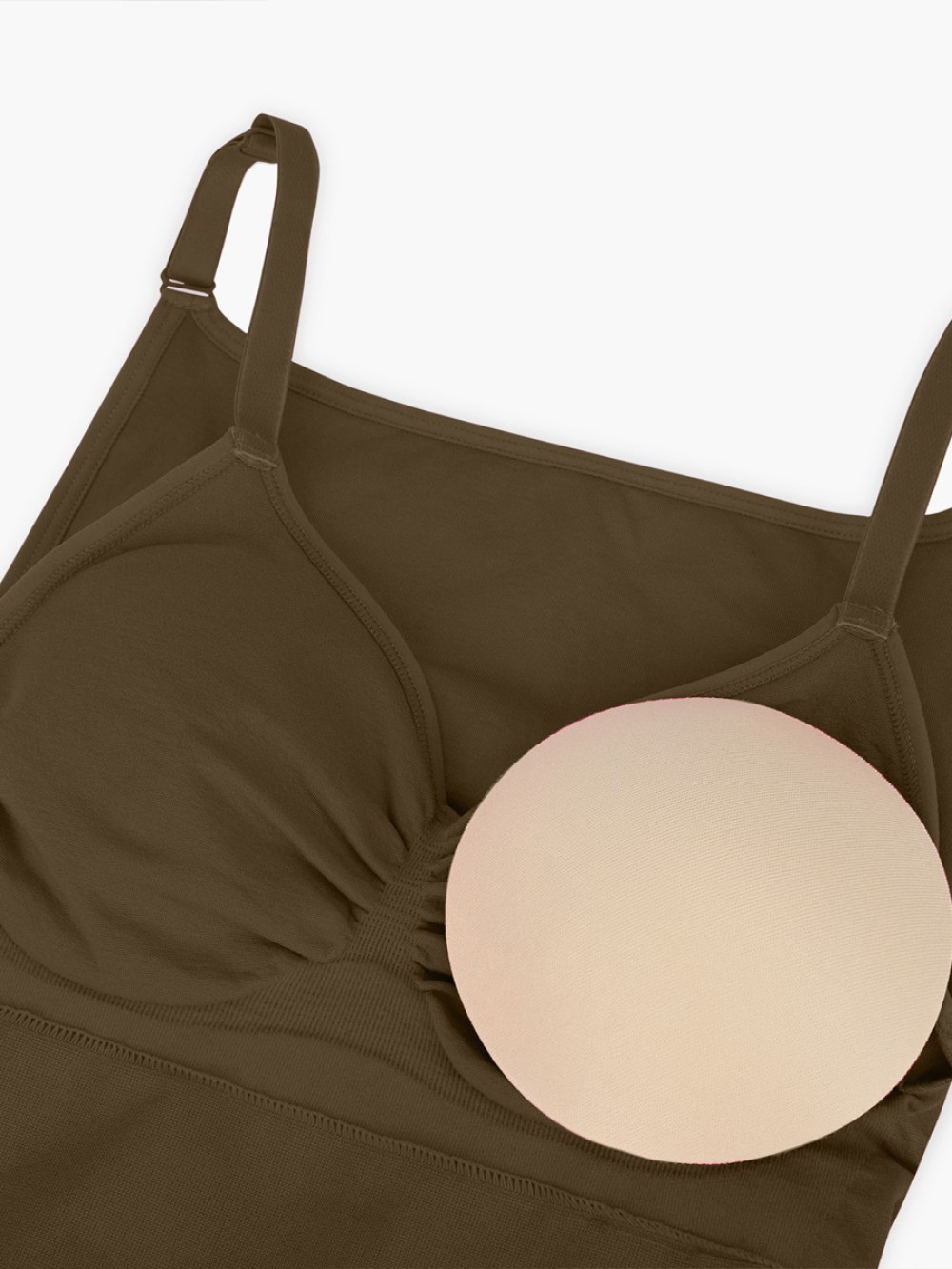 Fashion Seamless Bra Free Cami Tummy Control Thong Bodysuit with Removable Pads