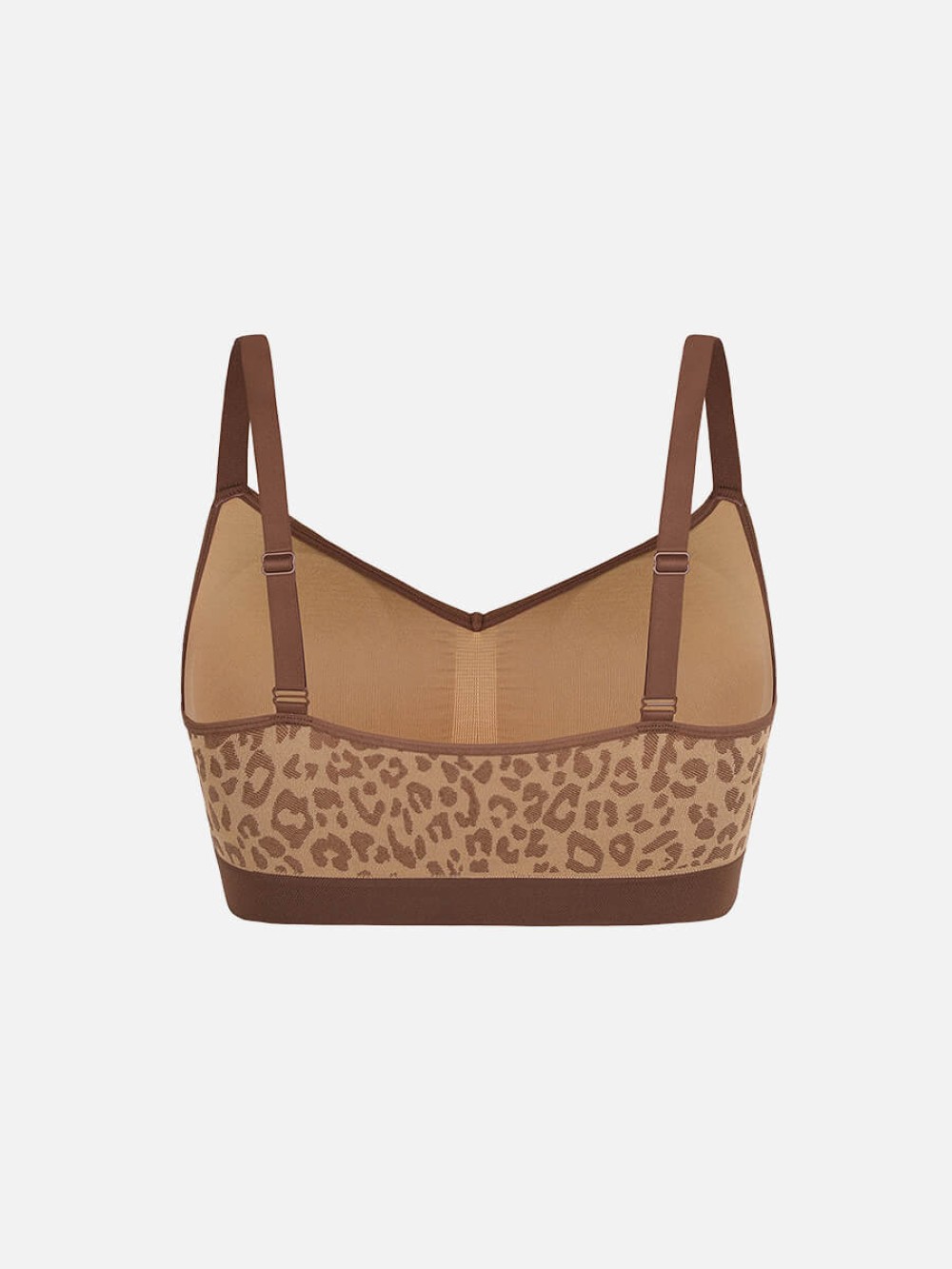 Seamless Leopard Print Bust Support Bra with Adjustable Straps