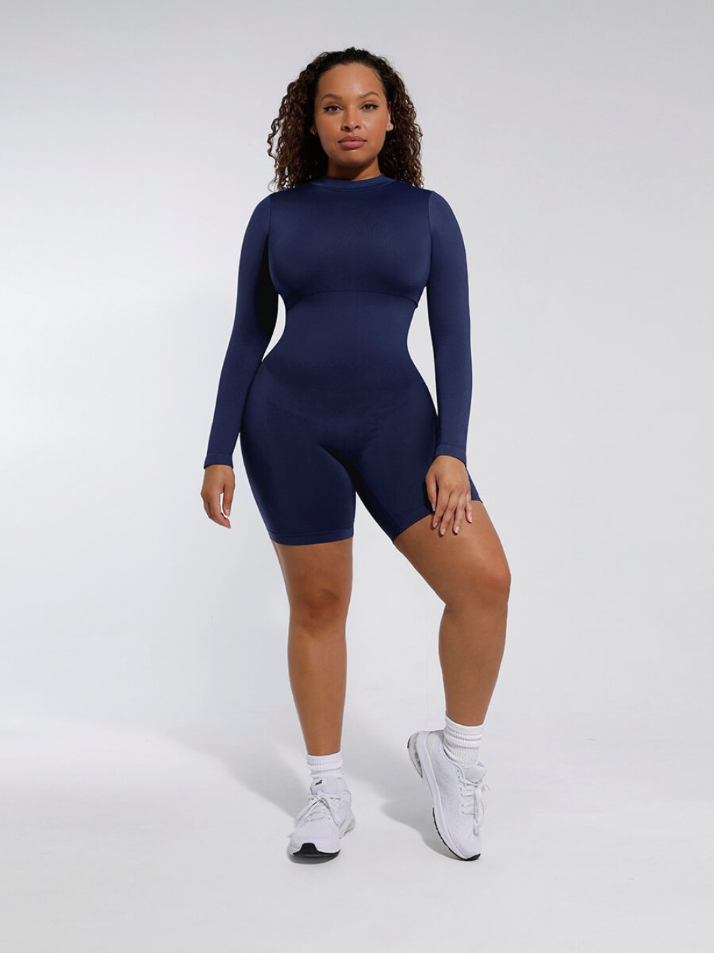 Fashion Seamless Turtleneck Jumpsuit with Removable Cups