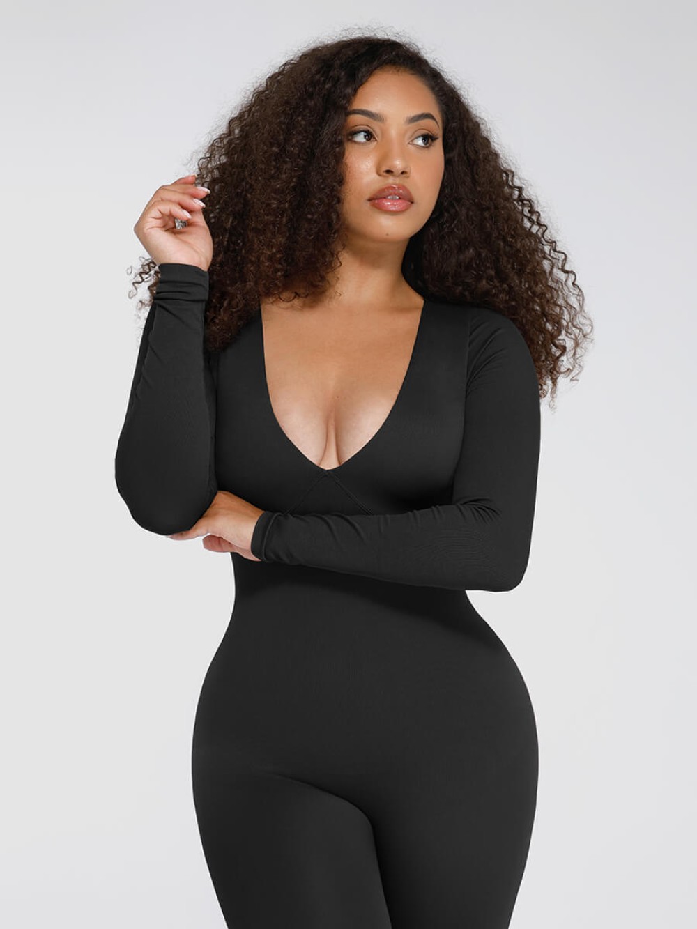 Seamless Deep V Tummy Control Waist Cinching Catsuit