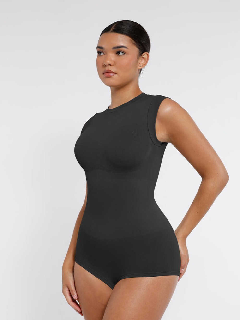 Seamless Cap Sleeve Waist and Abdomen Shaping Shapewear Bodysuit