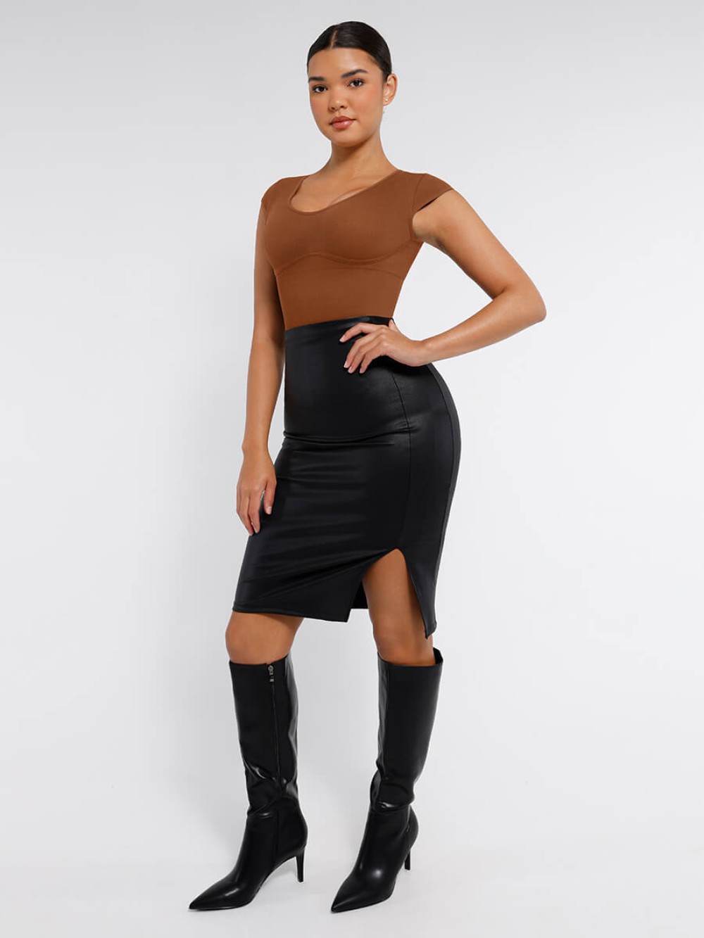 Seamless Deep V Waist and Abdomen Bodysuit