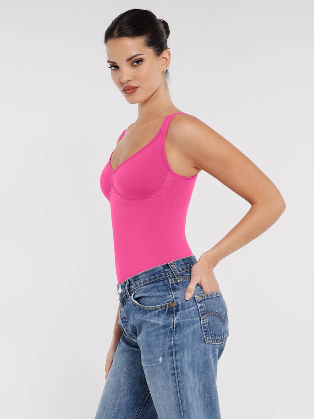 Fashion Seamless Diamond Neck Bust Support Waist Control Panty Bodysuit