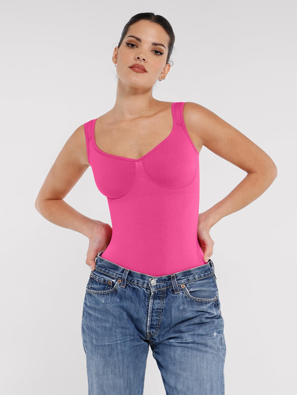 Fashion Seamless Diamond Neck Bust Support Waist Control Panty Bodysuit