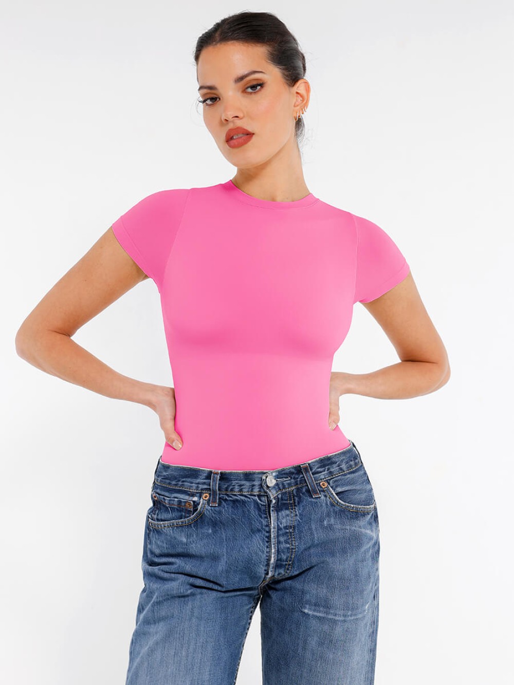 Seamless Short Sleeve Waist and abdomen Shaping Hip briefs Bodysuit