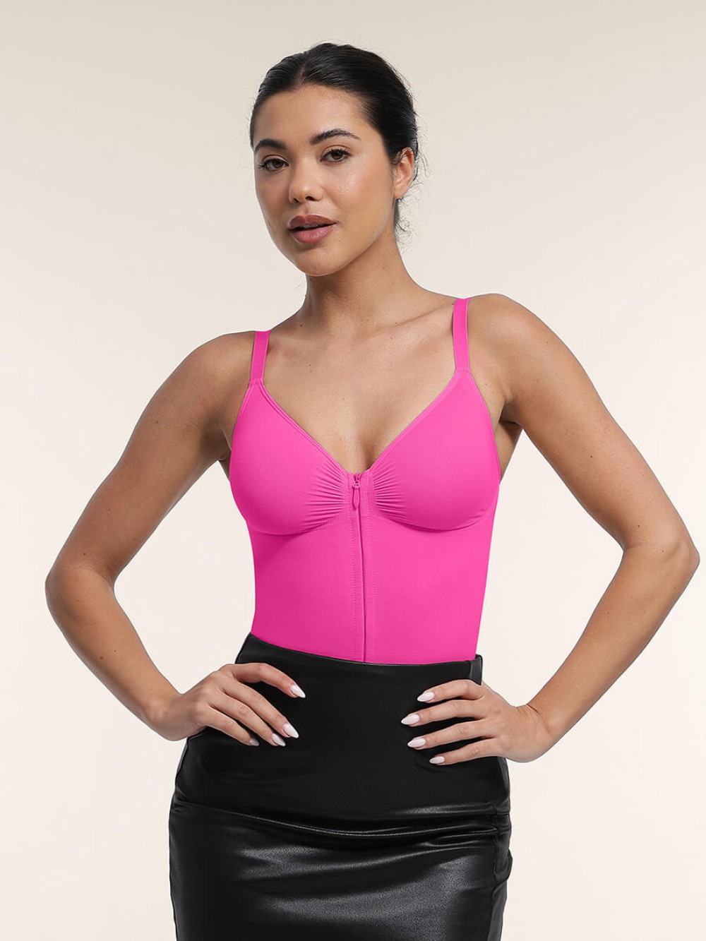 Seamless Sweetheart Neck Chest Support Tummy Control Zipper Bodysuit