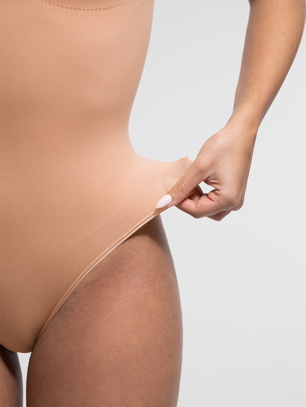 Diamond Neckline Seamless Tummy Control Thong Shapewear Bodysuit