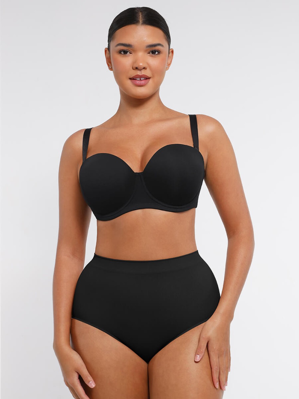 Strapless Gathering Bust Support Underwire 1/2 Cup Bra