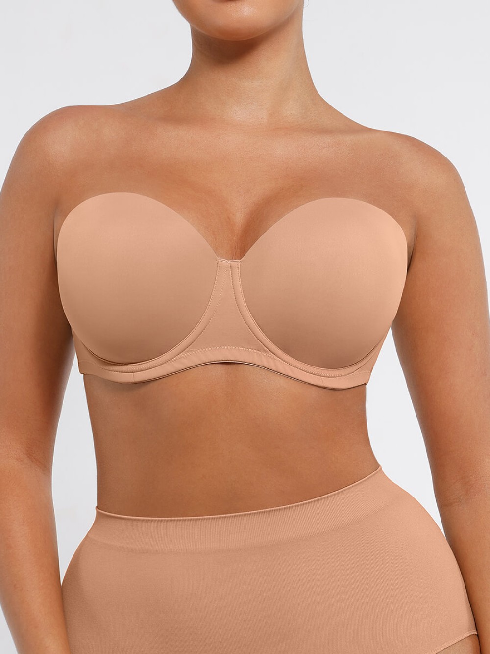 New Strapless Gathering Bust Support Underwire 1/2 Cup Bra