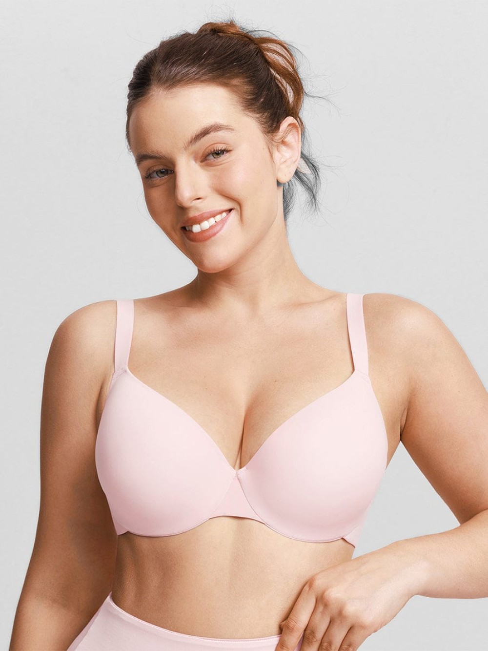 Seamless Underwire T-Shirt Push Up Demi Bra with Adjustable Shoulder Strap