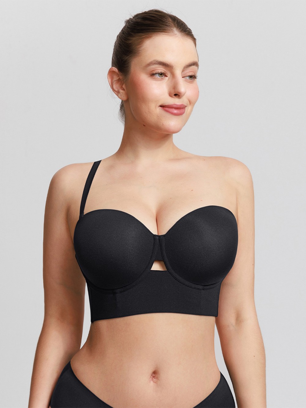 Strapless Half Cup Underwire Bra Wide Back Strong Support Everyday Wear
