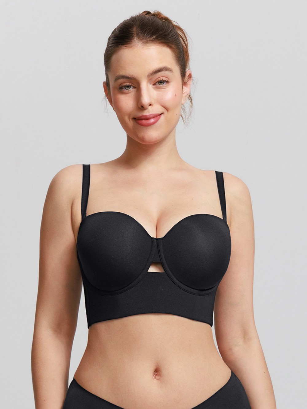 Strapless Half Cup Underwire Bra Wide Back Strong Support Everyday Wear