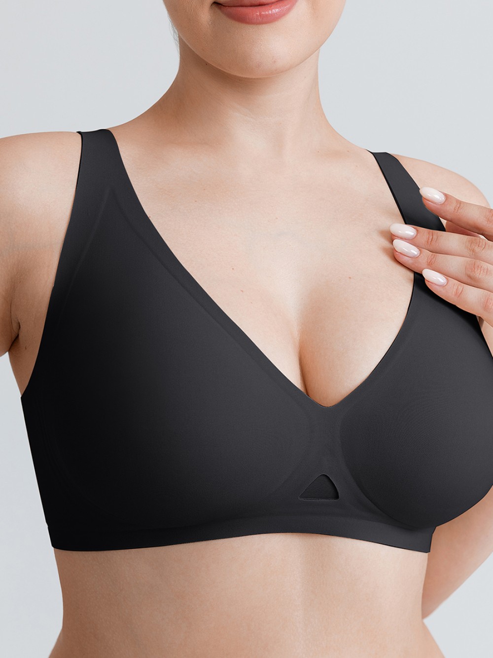 Cut Out Wireless Bra Seamless Jelly Support Everyday T Shirt Bra for Big Chest