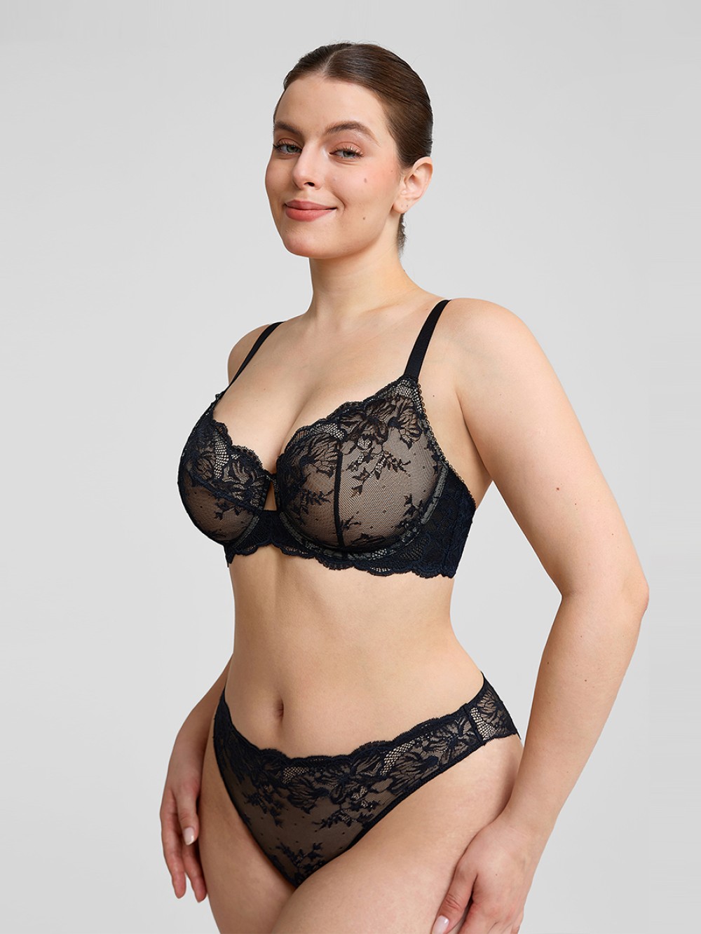 Unlined Underwire Sheer Floral Mesh Lace Bra