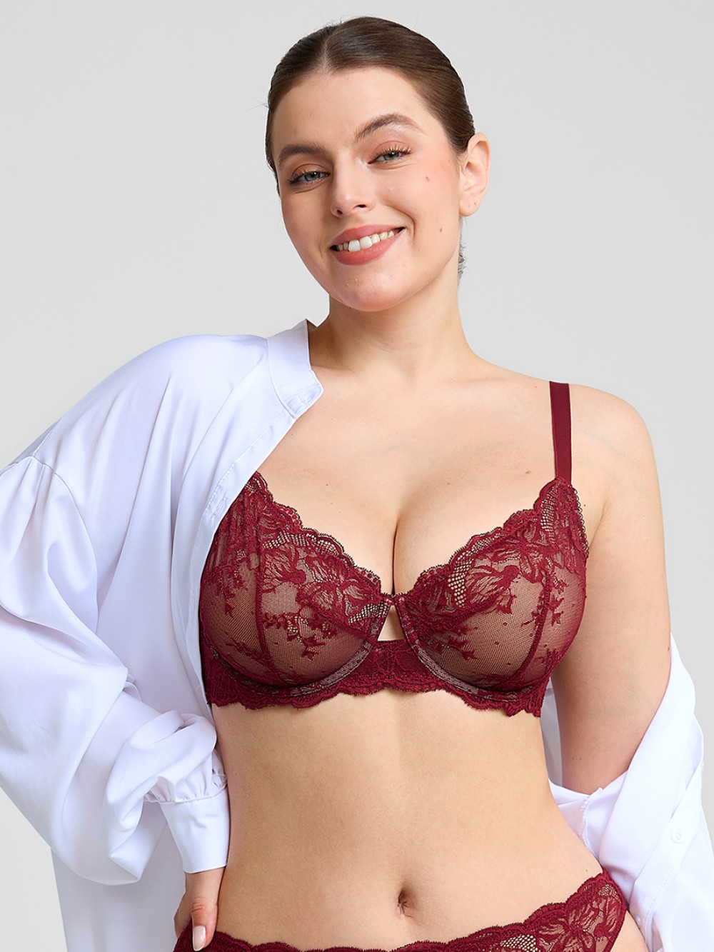 Comfort Underwire Sheer Floral Mesh Lace Bra