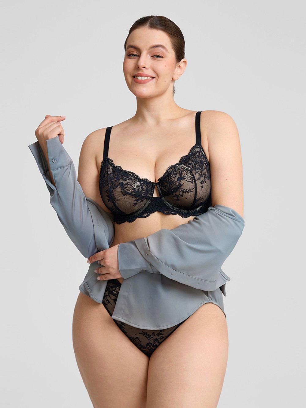 Low-Rise Lace Panties with Antibacterial Cotton Crotch