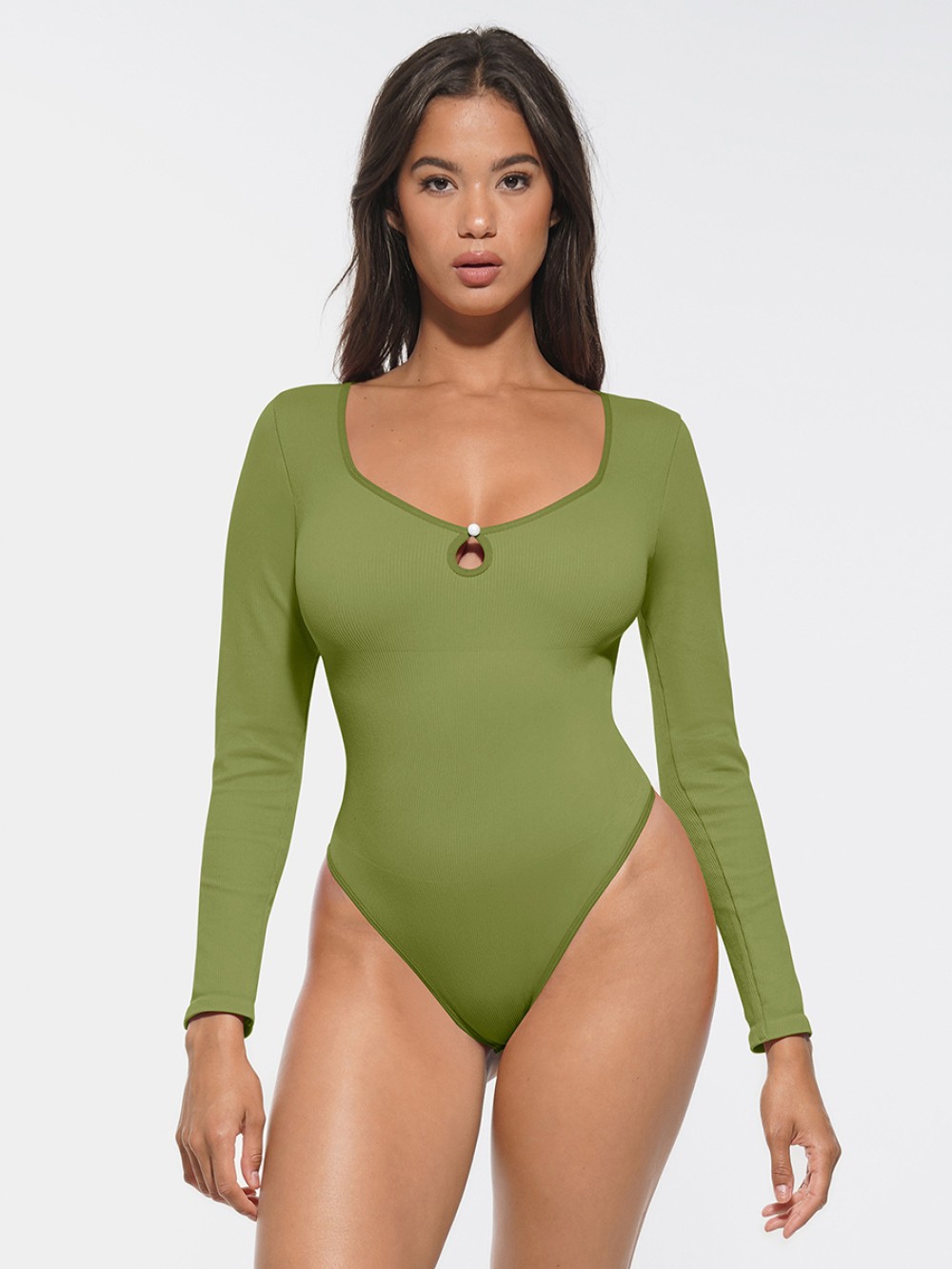 Seamless Ribbed Sexy Waist Tummy Control Thong Bodysuit