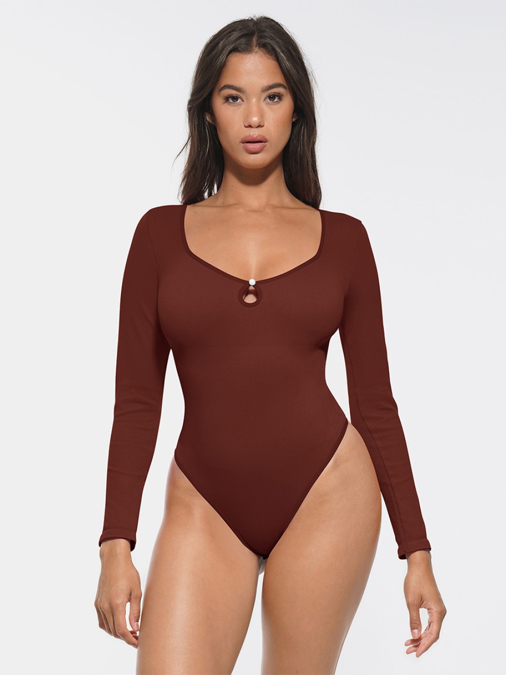 Seamless Sexy Hollow Scoop Neck Waist Tummy Control Thong Bodysuit