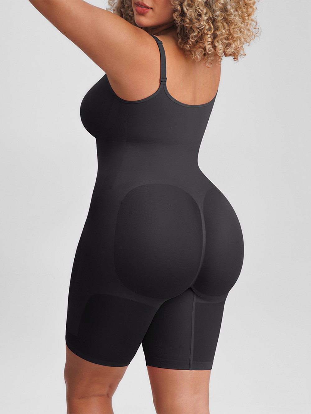 Invisible Zip Seamless Shapewear Bodysuit Tummy Control Butt Lifting Adjustable Straps