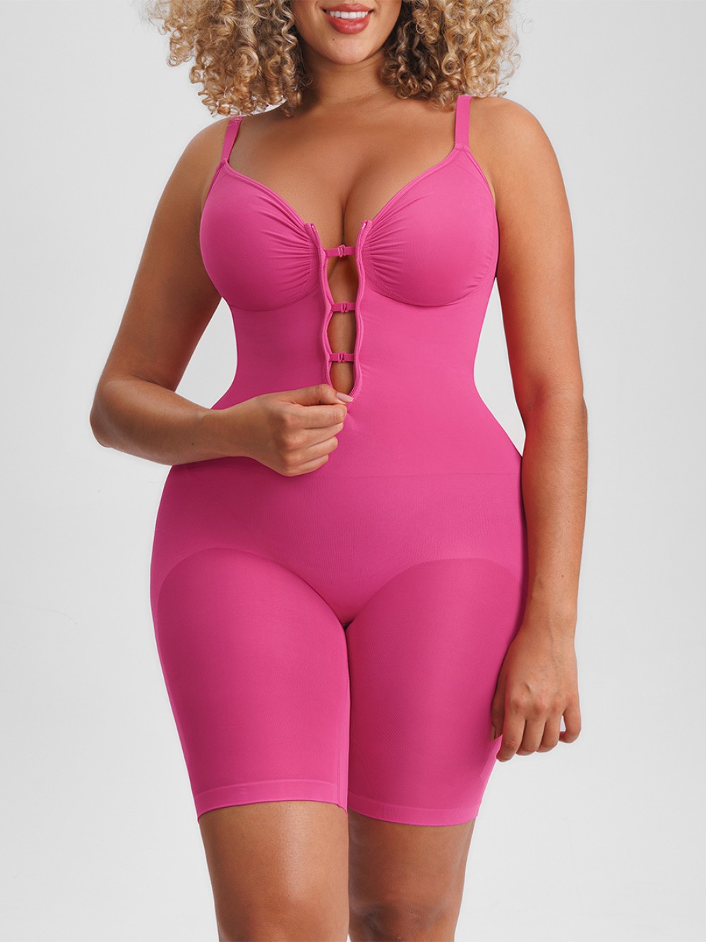 Invisible Zip Seamless Shapewear Bodysuit Tummy Control Butt Lifting Adjustable Straps