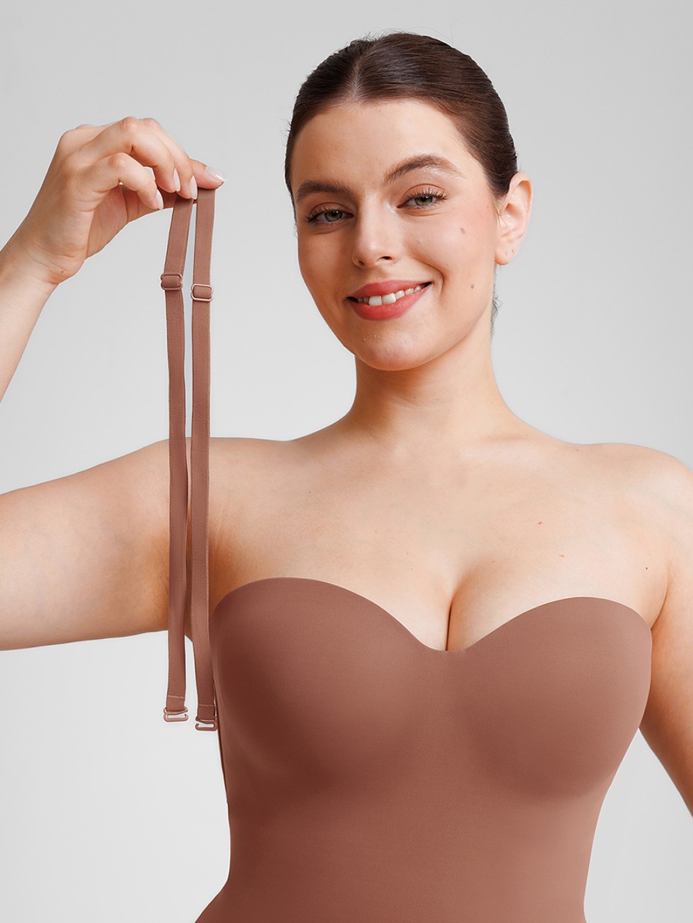 Seamless Underwire Half Cup Shapewear Bodysuit with Removable Pads