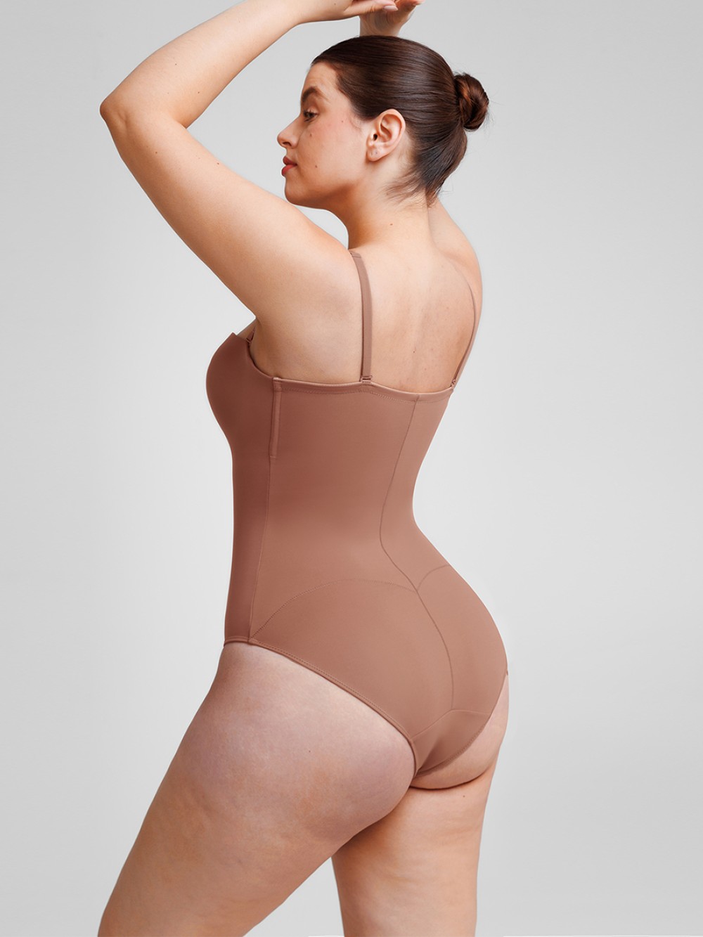 Seamless Underwire Half Cup Shapewear Bodysuit with Removable Pads