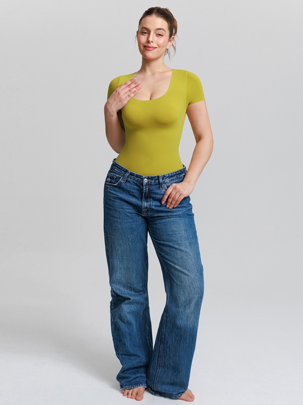 Seamless Scoop Neck Shapewear Bodysuit Buttery Soft Tummy Control