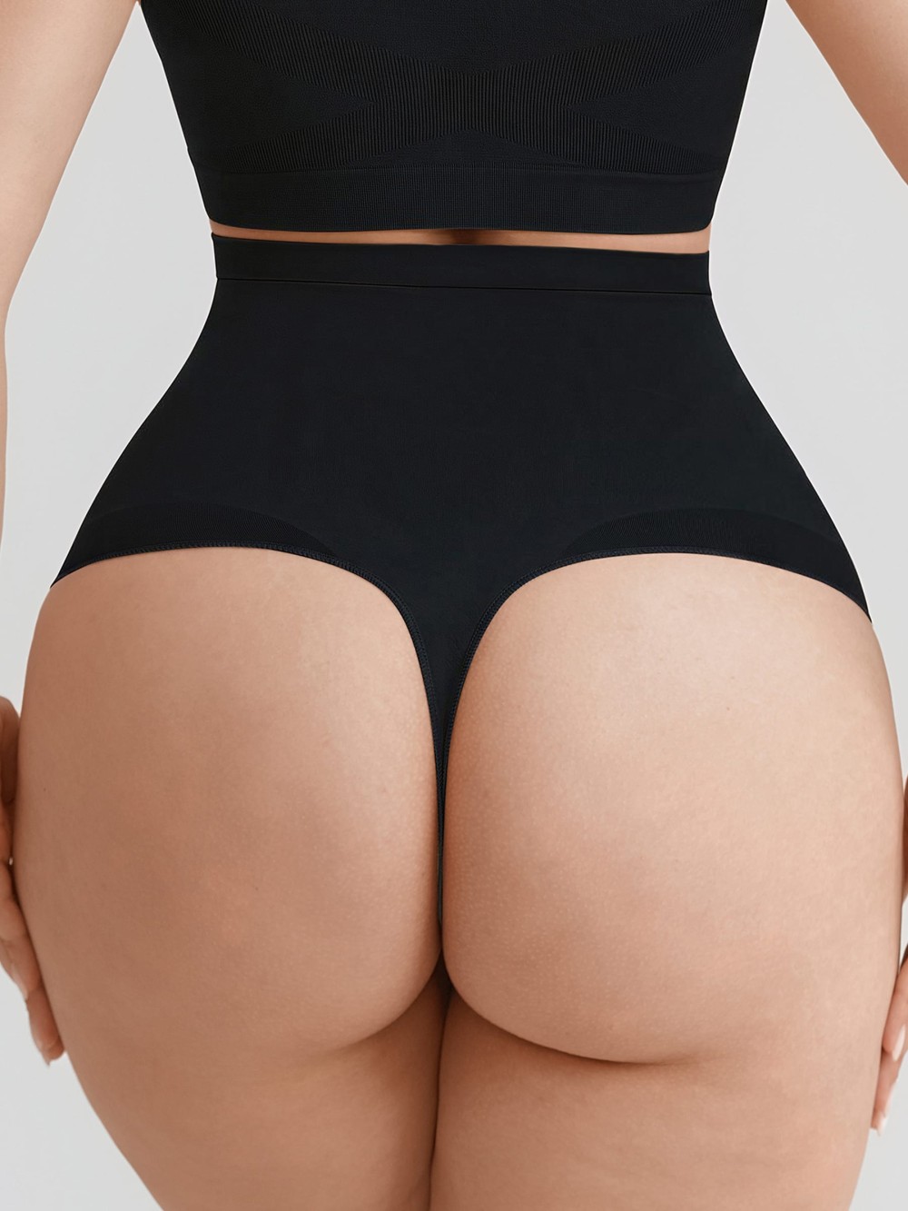 High Waist Seamless Tummy Control Thong Shapewear with Anti-Roll Silicone