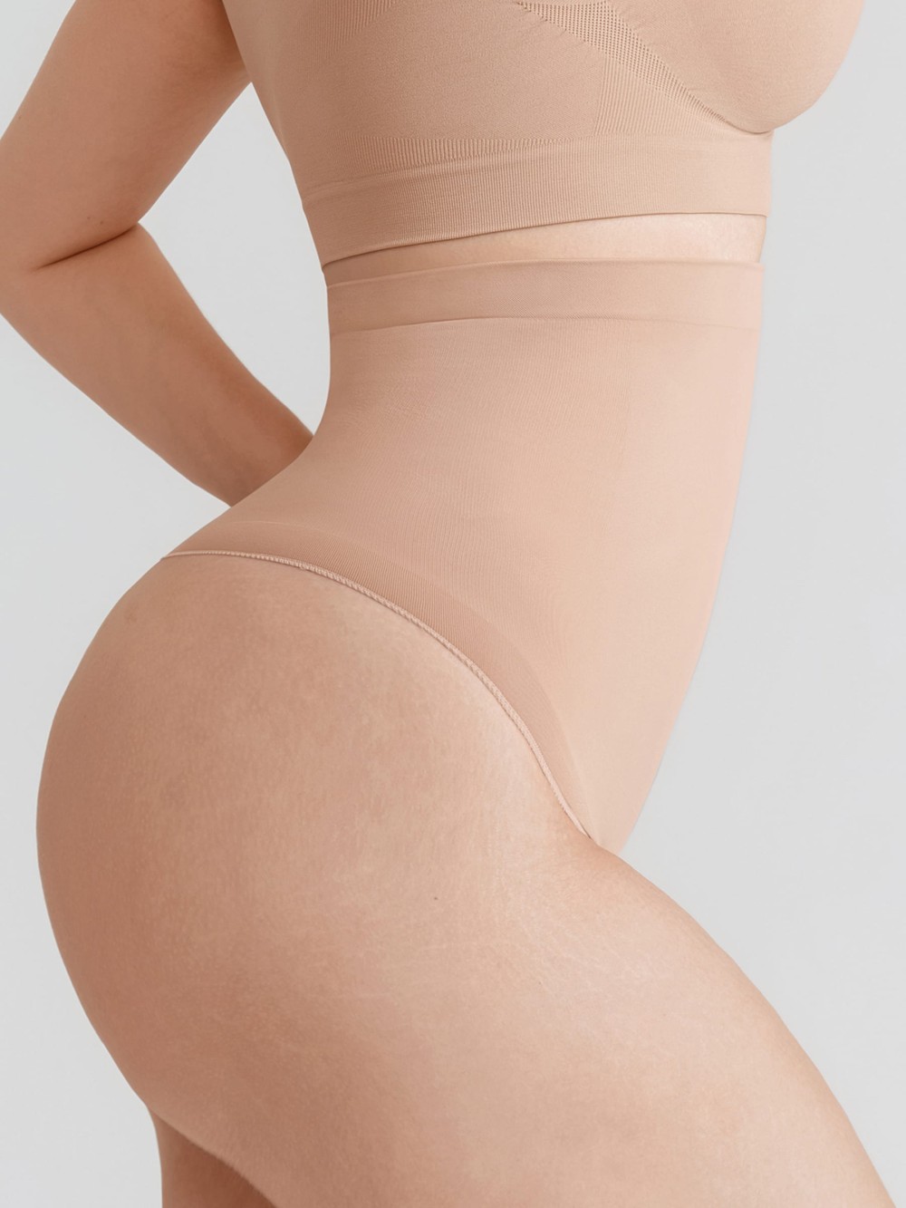 Seamless Tummy Control Thong Shapewear with Anti-Roll Silicone