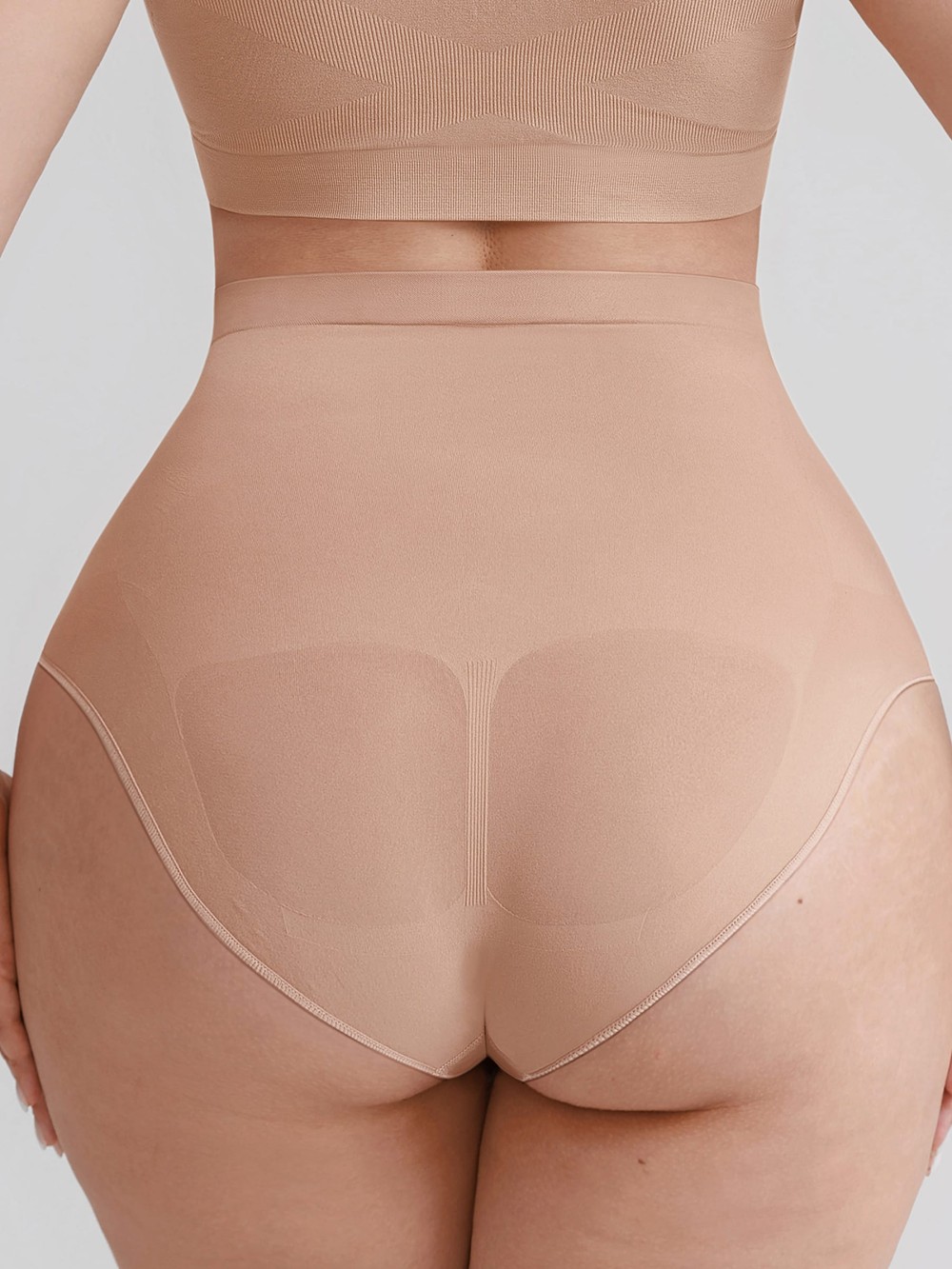 Seamless High Waist Tummy Control Briefs Anti Slip Silicone Shaping Panties