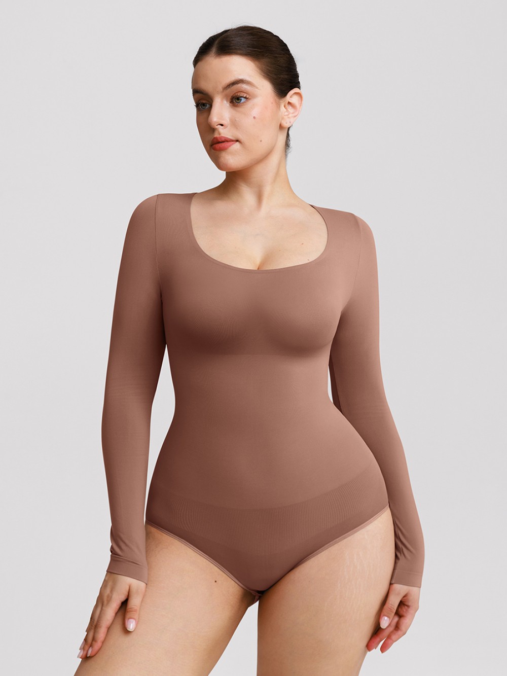 Seamless Butter Soft Scoop Neck Tummy Control Shaping Briefs Bodysuit