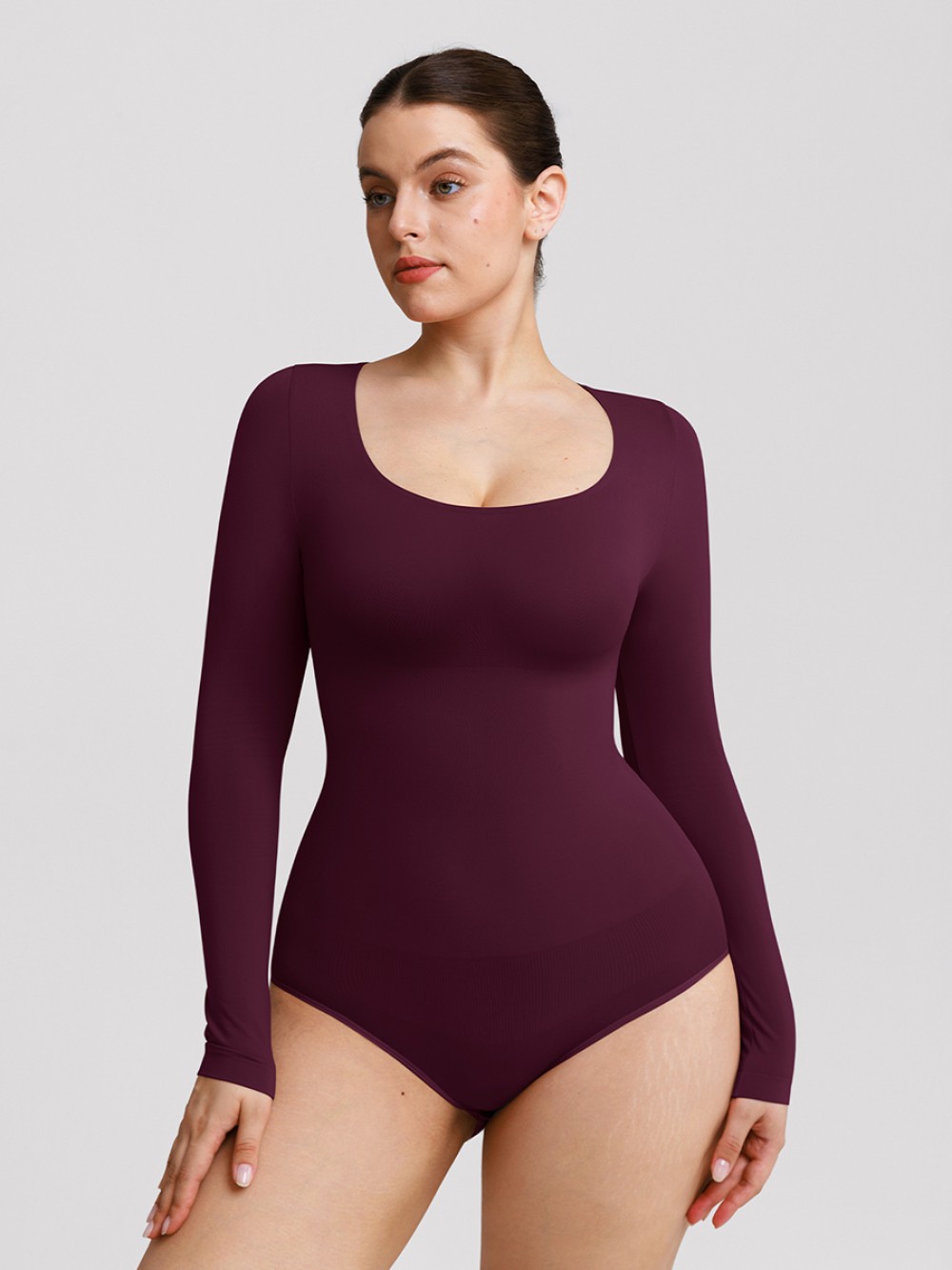 Seamless Butter Soft Scoop Neck Tummy Control Shaping Briefs Bodysuit