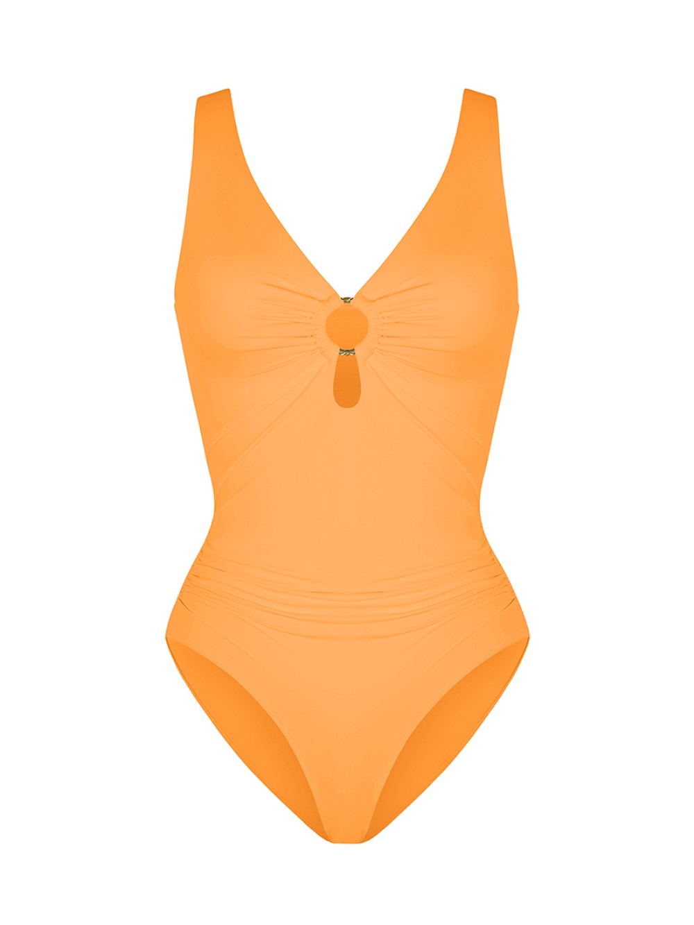 Triangle Bottom Bodysuit Swimsuit Deep V Metal Ring Removable Bust Pads