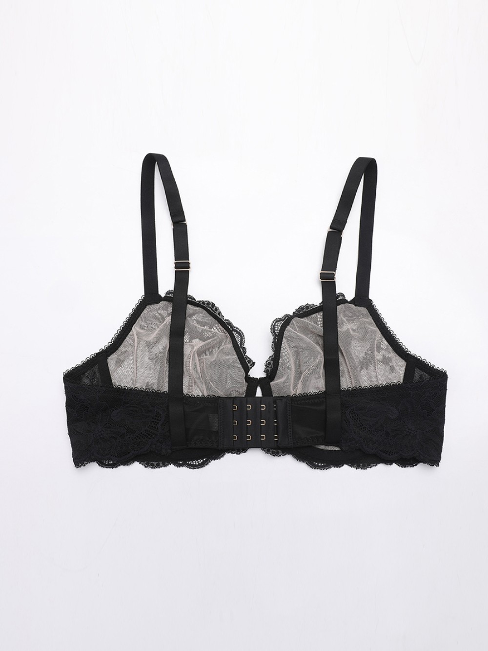 Unlined Underwire Sheer Floral Mesh Lace Bra