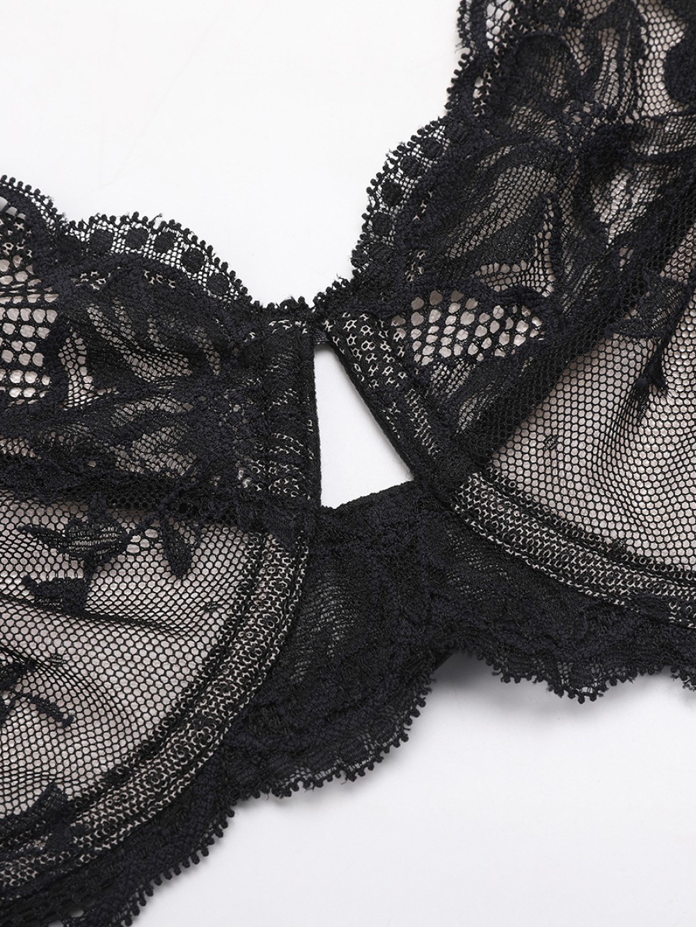 Unlined Underwire Sheer Floral Mesh Lace Bra