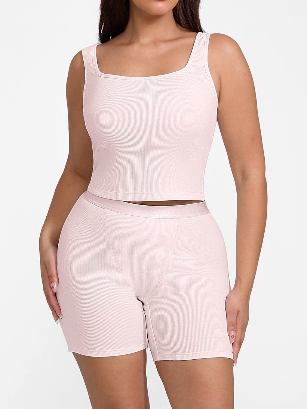 Rayon Ribbed Fitted Boxer Mid Waist Breathable Shorts