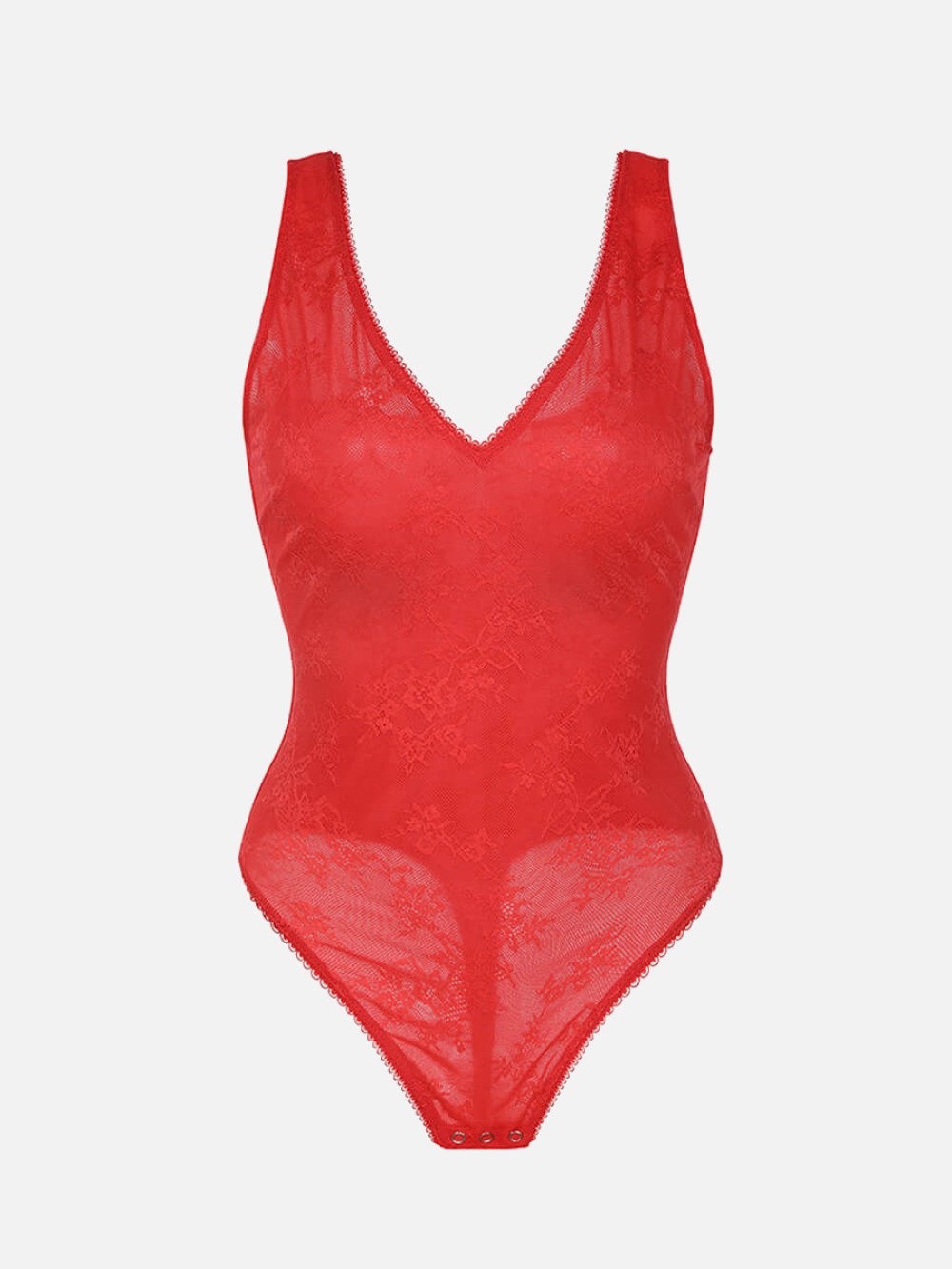 Seamless Sexy Deep V-Neck Lace Shaping Thong Bodysuit