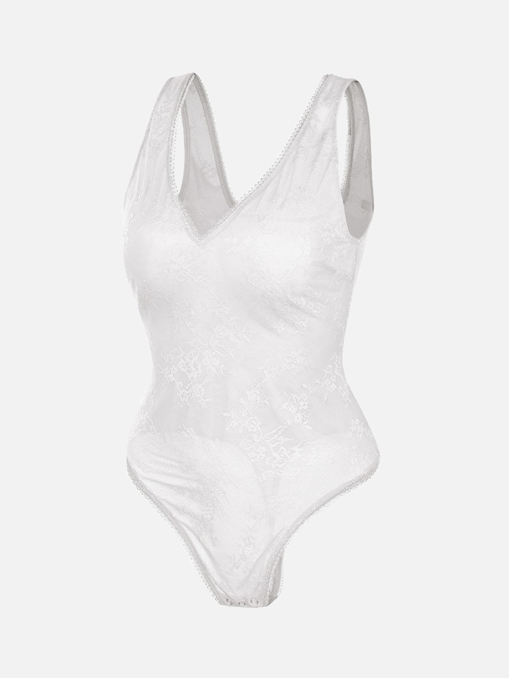 Sexy Deep V-Neck Seamless Lace Shaping Thong Bodysuit