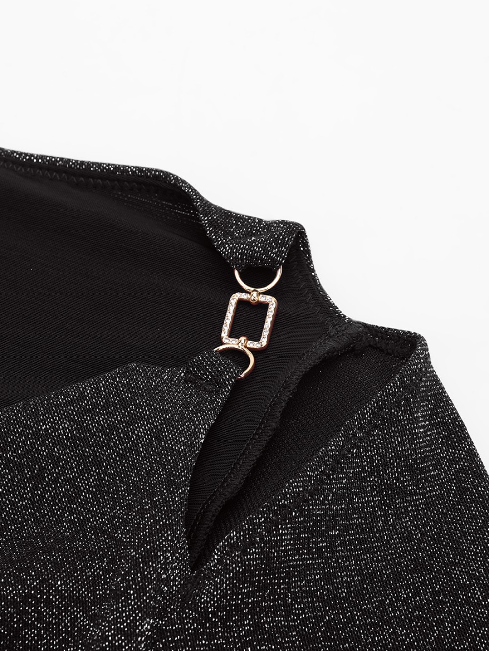 Shiny Draped Neck Bodysuit with Built In Bra and Thong Snap Crotch