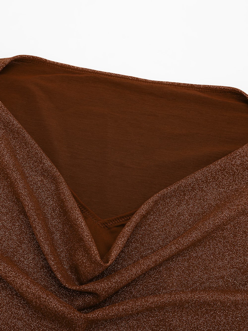 Shiny Draped Neck Shapewear Bodysuit with Built In Bra