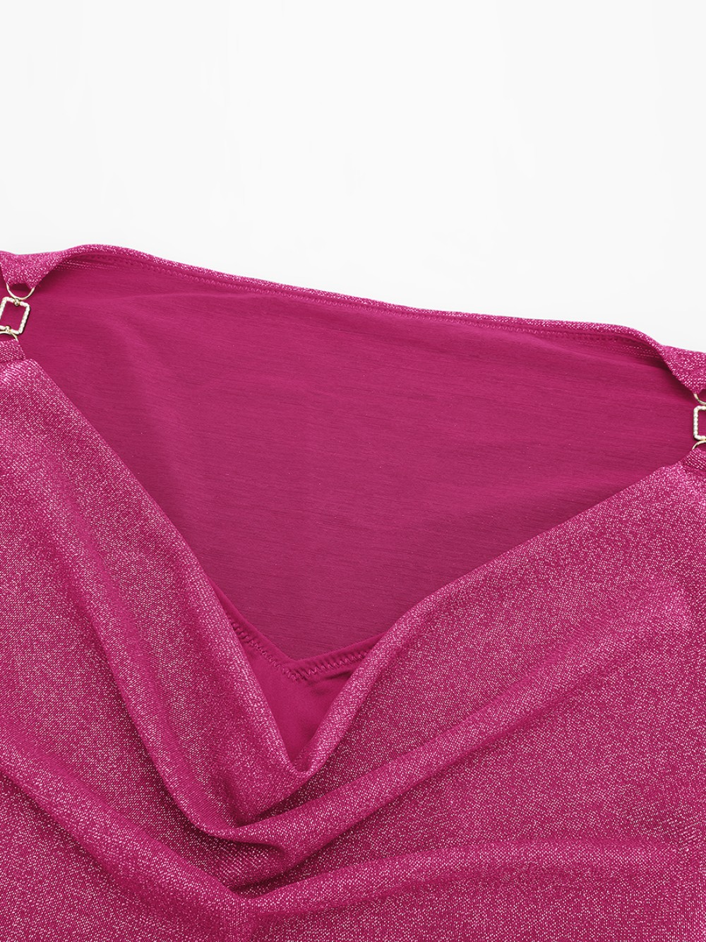 Shiny Draped Neck All In One Shapewear Bodysuit