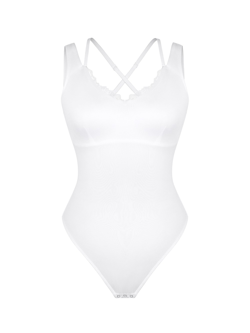 V-Neck Lace T-Back Waist and Abdomen Shaping Thong Bodysuit