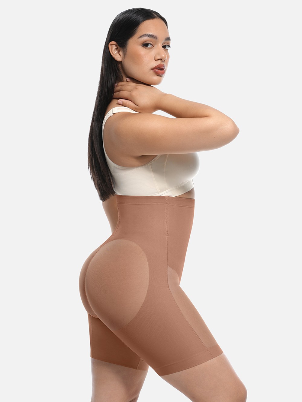 Seamless Adhesive High-Waisted Butt Lift & Slimming Mid-Thigh Shaper Shorts