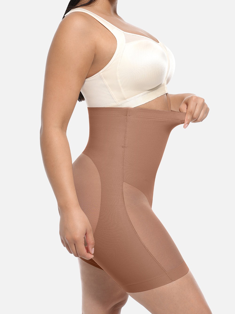 Seamless Adhesive High-Waisted Butt Lift & Slimming Mid-Thigh Shaper Shorts