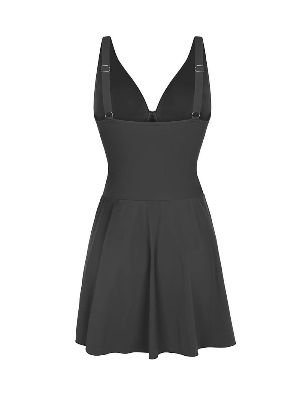 Wide Strap Cover Up Skirt Deep V Swimsuit Built in Shaping Mesh Removable Pads